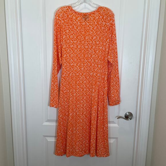 Pendleton Breezeway Faux Wrap Dress Jersey Sand Dollar Print Midi Modest XL - Picture 6 of 7